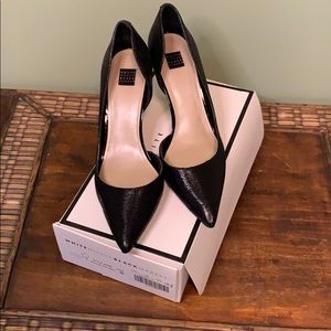 Black pointed toe heels